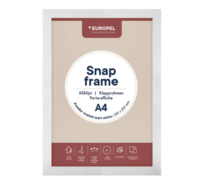 Kliklijst Europel A4 25mm mat wit