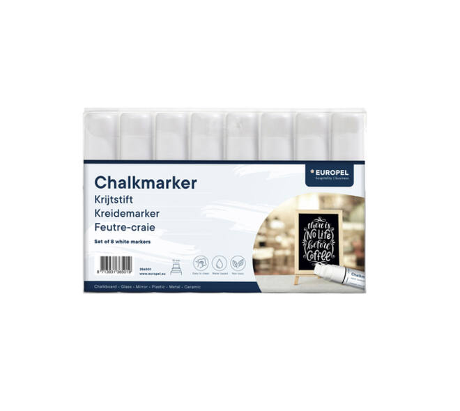 Krijtstift Europel 15mm wit etui 8 stuks