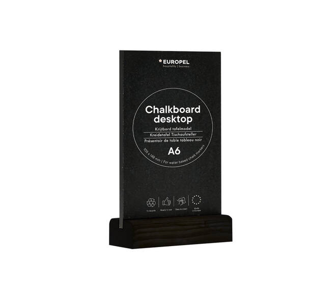 Krijtbord Europel tafelmodel A6 staand zwart
