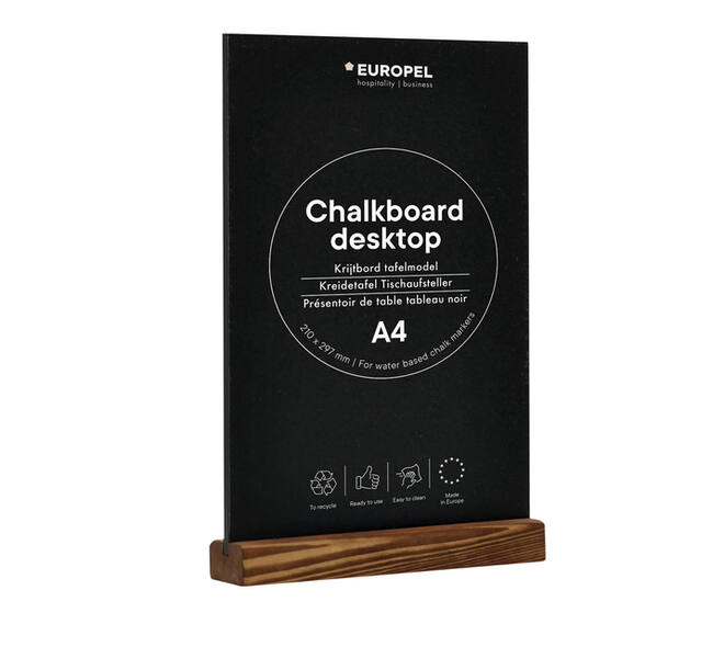 Krijtbord Europel tafelmodel A4 staand natural