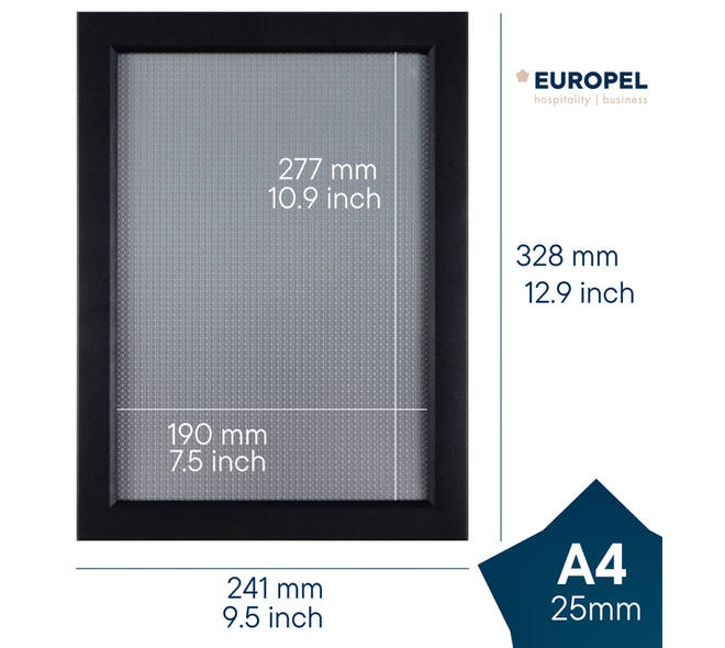 Kliklijst Europel A4 25mm mat zwart