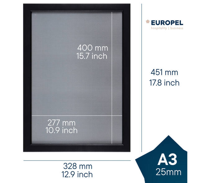 Kliklijst Europel A3 25mm mat zwart