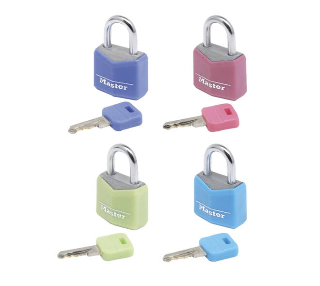 Hangslot MasterLock 4 assorti alu 20mm 4 stuks