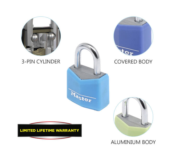 Hangslot MasterLock 4 assorti alu 20mm 4 stuks