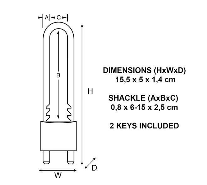 Hangslot MasterLock verstelbaar messing 50mm