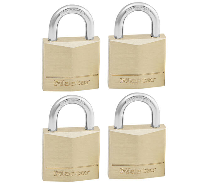 Hangslot MasterLock 4 gelijksluitend messing 30mm 4 stuks