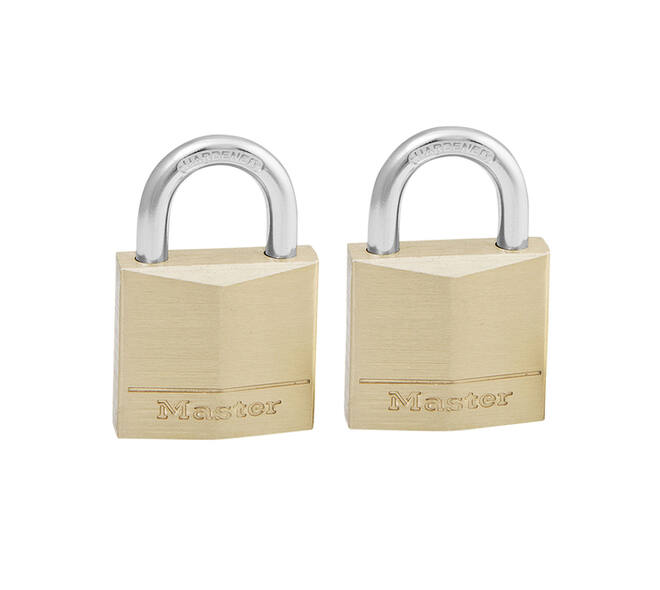 Hangslot MasterLock 2 gelijksluitend messing 30mm 2 stuks