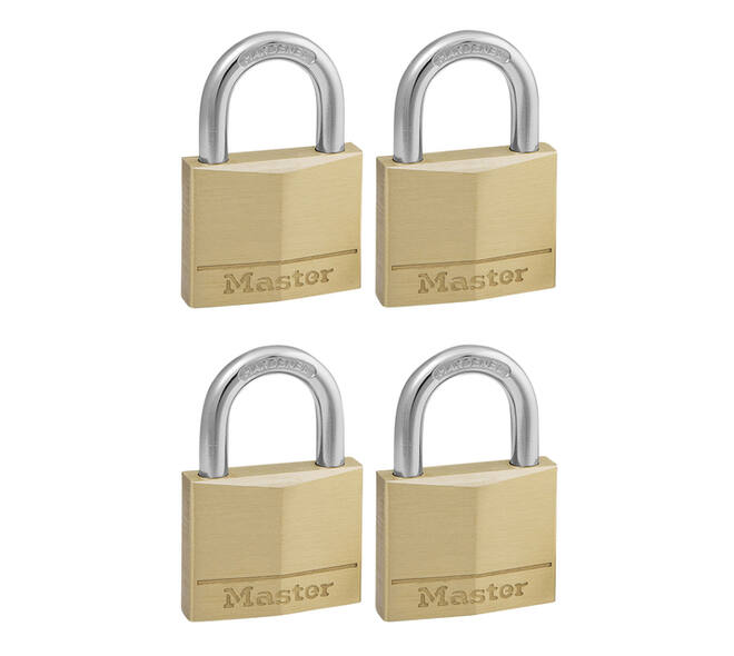 Hangslot MasterLock 4 gelijksluitend messing 50mm 4 stuks