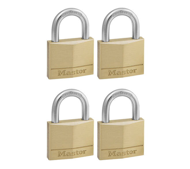 Hangslot MasterLock 4 gelijksluitend messing 40mm 4 stuks