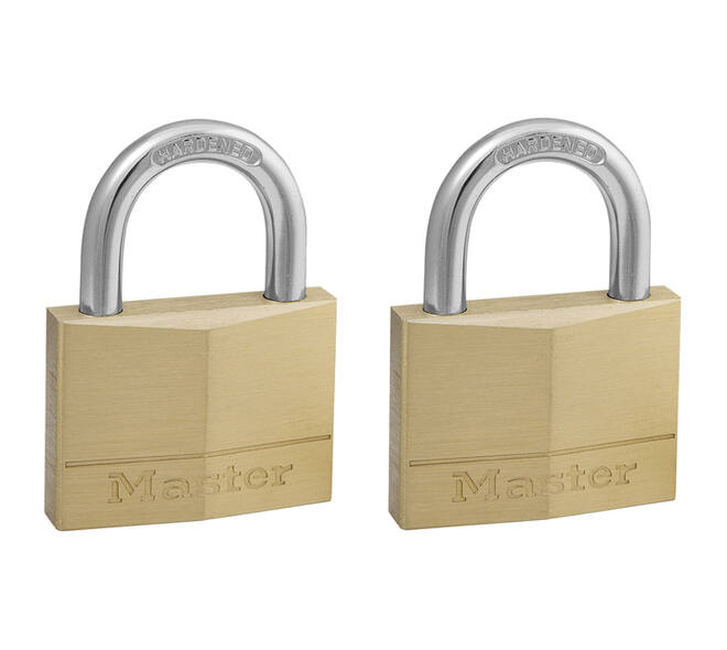 Hangslot MasterLock 2 gelijksluitend messing 50mm 2 stuks