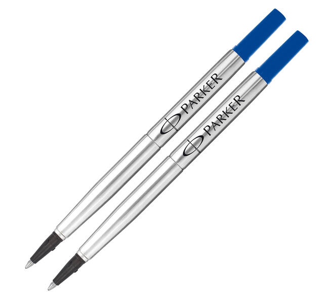 Rollerpenvulling Parker Quink medium blauw blister à 2 stuks