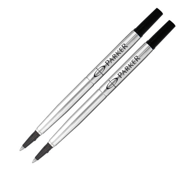 Rollerpenvulling Parker Quink medium zwart blister à 2 stuks
