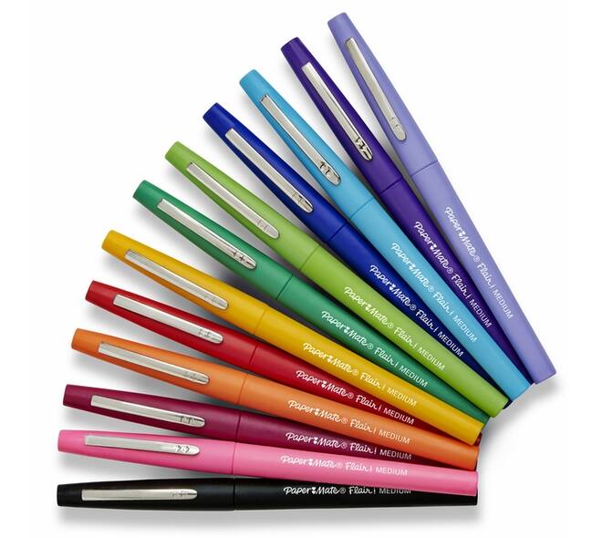 Fineliner Paper Mate Flair retro medium assorti blister à 16 stuks