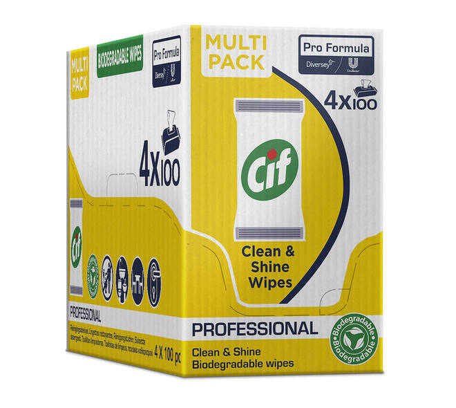 Reinigingsdoekjes CIF Pro formula Multi Clean&Shine 100 stuks