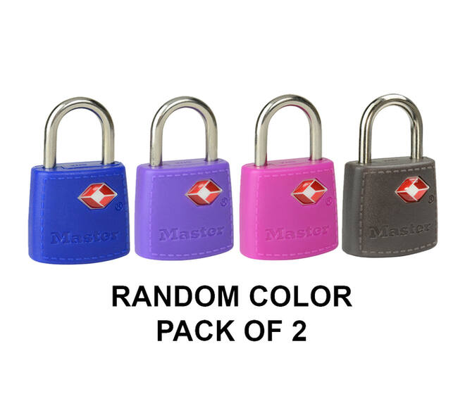 Hangslot Masterlock 2 gelijksluitend ABS cover TSA assorti in willekeurige kleur 30mm 2 stuks