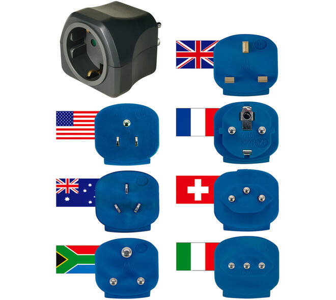 Reisstekker Brennenstuhl adapter wereld 150 landen met aarding zwart