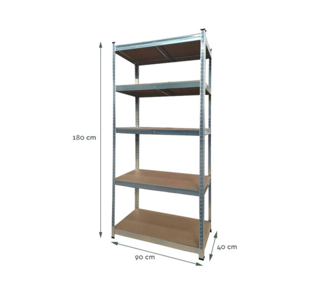 Stellingkast BRASQ 5 borden 90x40x180cm SU175 max 875 KG zilver