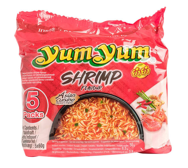 Noodles Yum Yum garnaal bami 5-pack 5x60gr