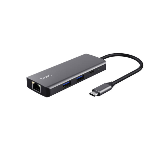 Adapter Trust Dalyx 6-in-1 USB-C multipoort grijs
