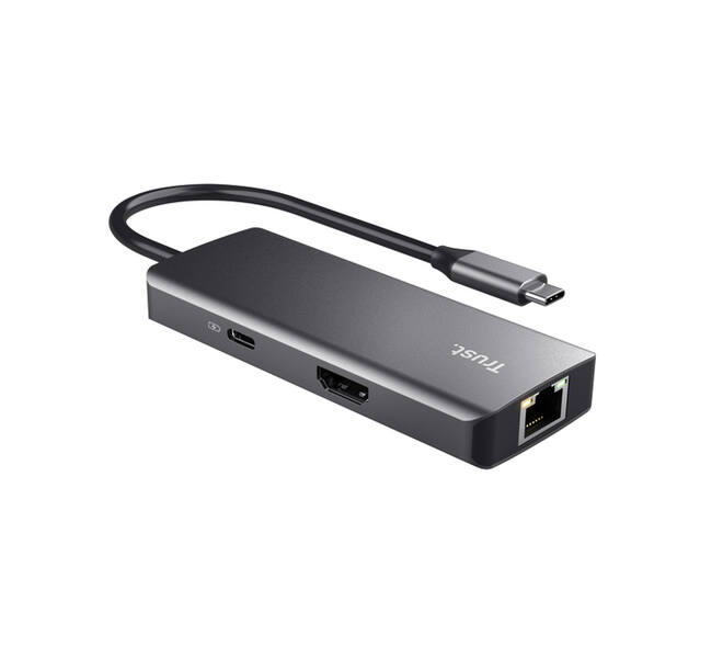 Adapter Trust Dalyx 6-in-1 USB-C multipoort grijs