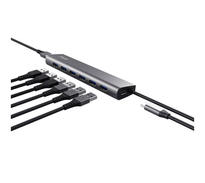 Hub Trust HALYX 7-port USB-A 3.2 zilver