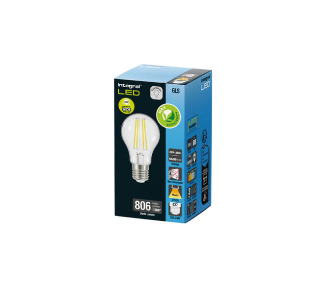 Ledlamp Integral E27 2700K warm wit 3.8W 806lumen