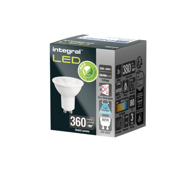 Ledlamp Integral GU10 6500K koel wit 2W 380lumen