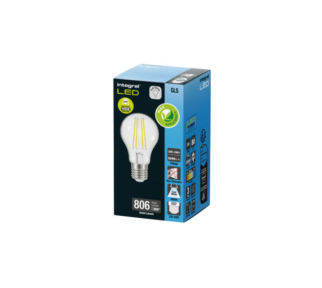 Ledlamp Integral E27 4000K koel wit 3.8W 806lumen