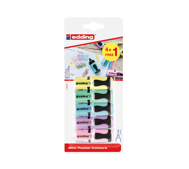 Markeerstift edding 7 mini 1-3mm pastel ass blister à 4+1 stuk gratis