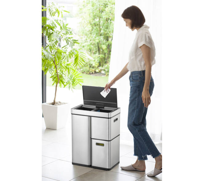Afvalbak EKO Mirage Plus sensor 30liter en 2x15liter RVS