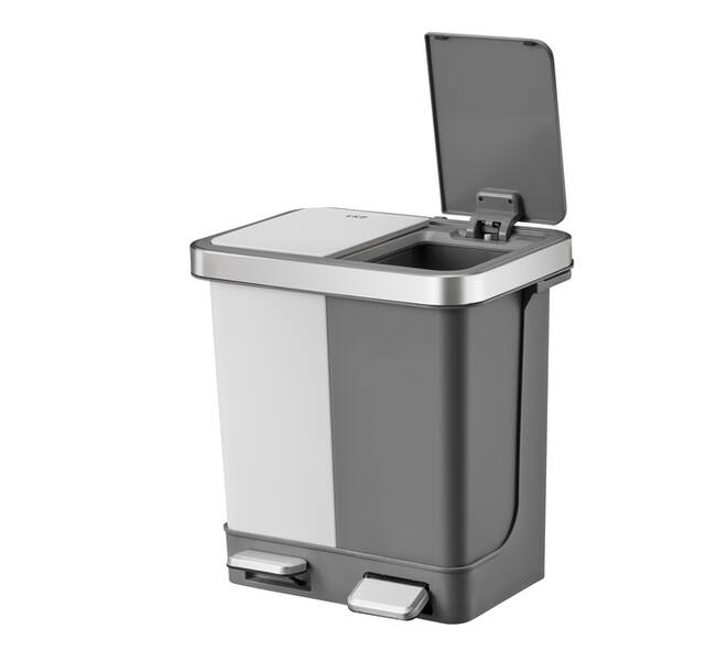 Pedaalemmer EKO Hana Duo Recycling 2x10 liter grijs wit