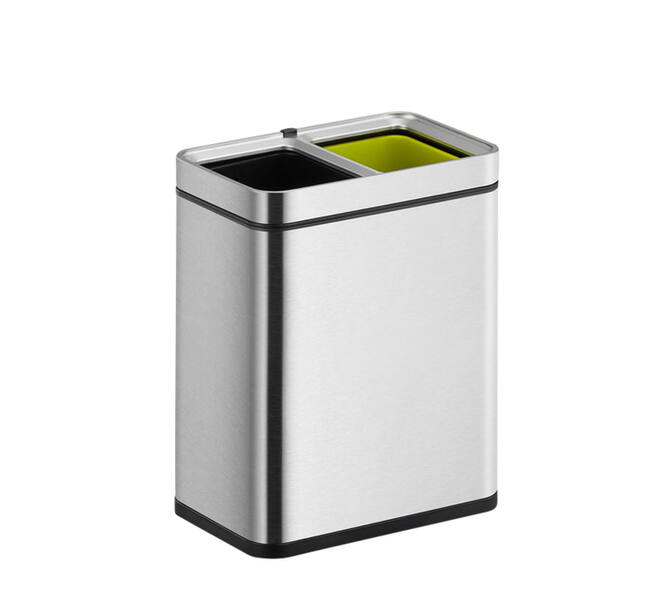 Afvalbak EKO Laguna Slim met inwerpopening 2x10liter RVS