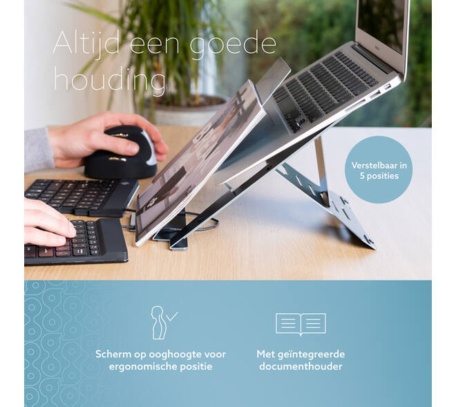 Laptopstandaard R-Go Riser Documenthouder
