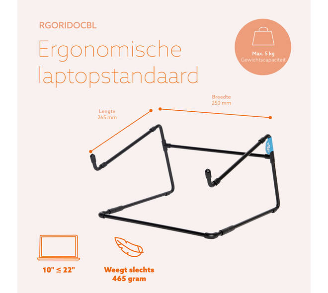 Laptopstandaard R-Go Office Zwart