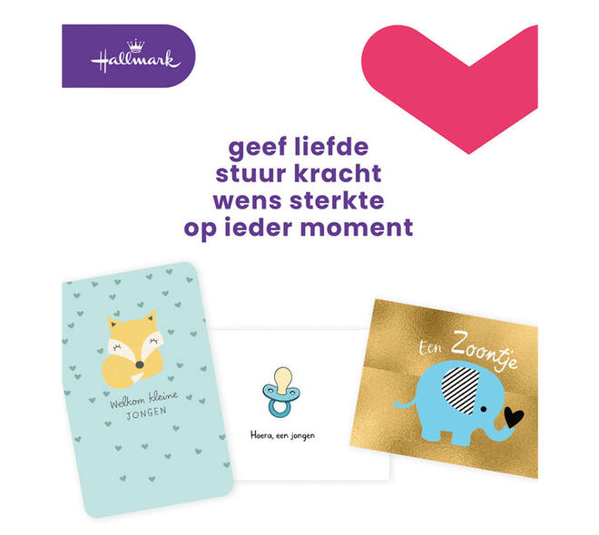 Wenskaart Hallmark Business Box geboorte zoon navulset à 6 stuks