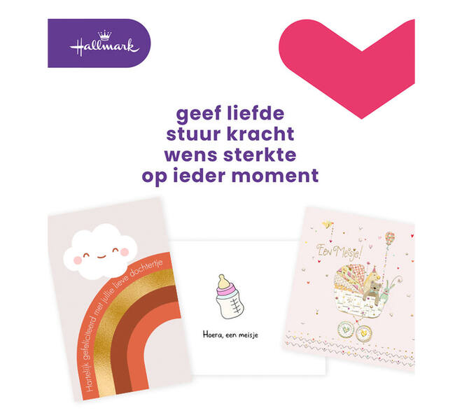 Wenskaart Hallmark Business Box geboorte dochter navulset à 6 stuks