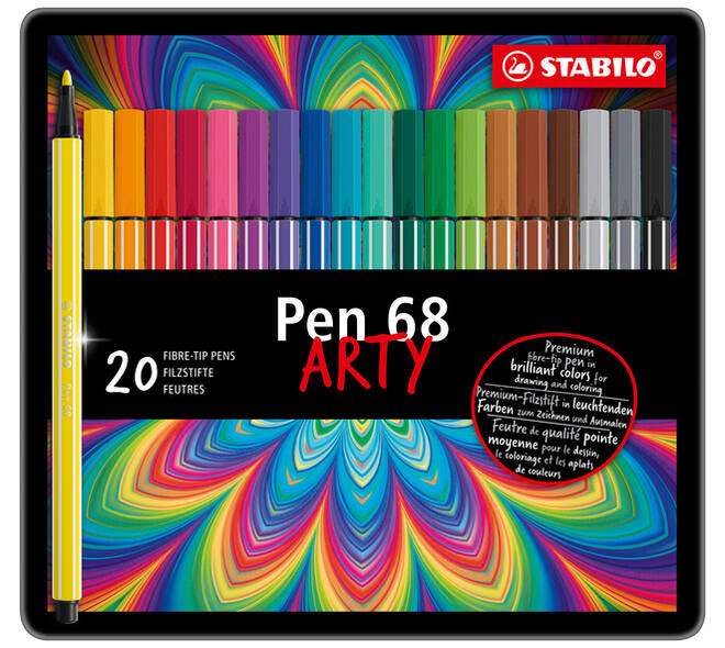 Viltstift STABILO Pen 68/20 Arty medium assorti blik à 20 stuks