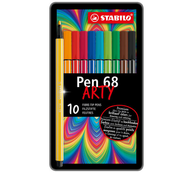Viltstift STABILO Pen 68/10  Arty medium assorti blik à 10 stuks