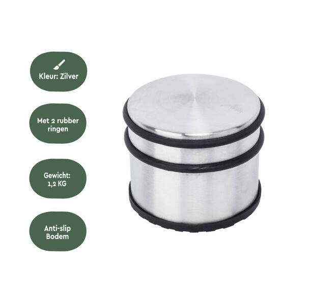 Deurstopper BRASQ met rubberen ringen rvs