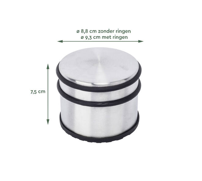 Deurstopper BRASQ met rubberen ringen rvs