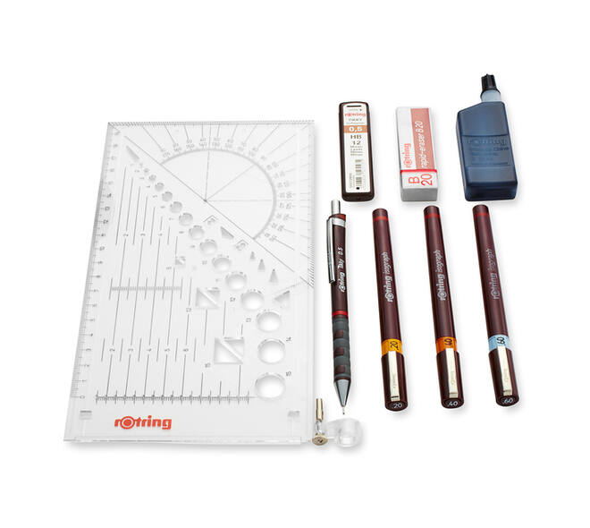 Tekenset rOtring Isograph 7-delig