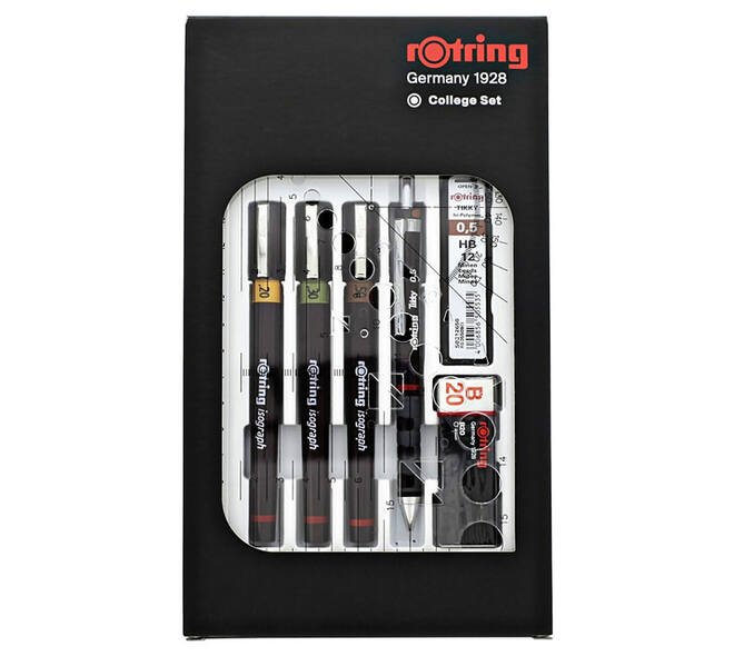 Tekenset rOtring Isograph college 0.2mm, 0.3mm en 0.5mm set à 3 stuks