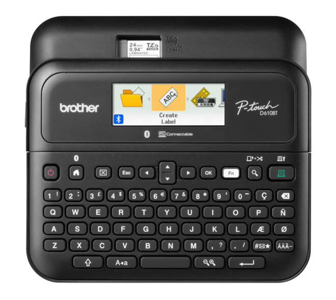 Labelprinter Brother P-touch TZe PT-D610BT desktop qwerty 24mm zwart in koffer