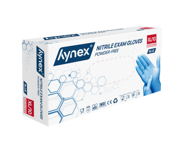 Handschoen Hynex nitril XL blauw 3.5g pak à 100 stuks