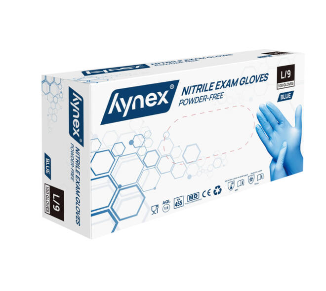 Handschoen Hynex nitril L blauw 3.5g pak à 100 stuks