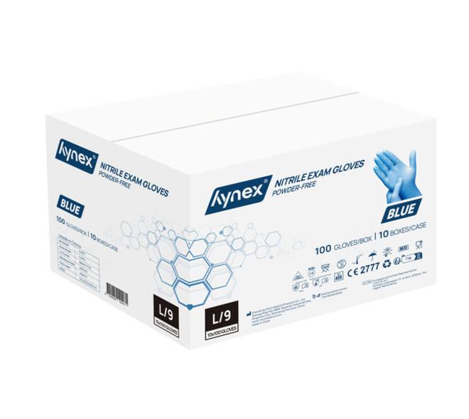 Handschoen Hynex nitril L blauw 3.5g pak à 100 stuks
