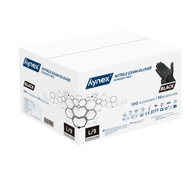 Handschoen Hynex nitril L zwart 3.5g pak à 100 stuks