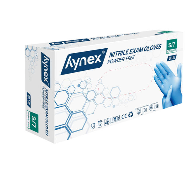 Handschoen Hynex nitril S blauw 3.5g pak à 100 stuks