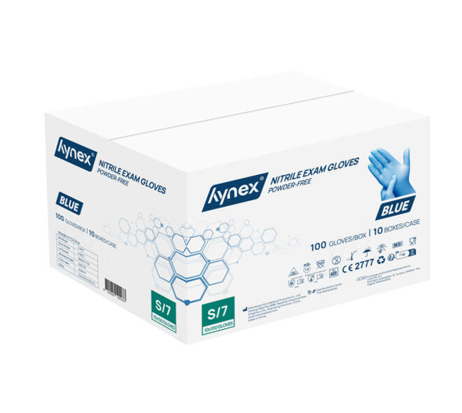 Handschoen Hynex nitril S blauw 3.5g pak à 100 stuks