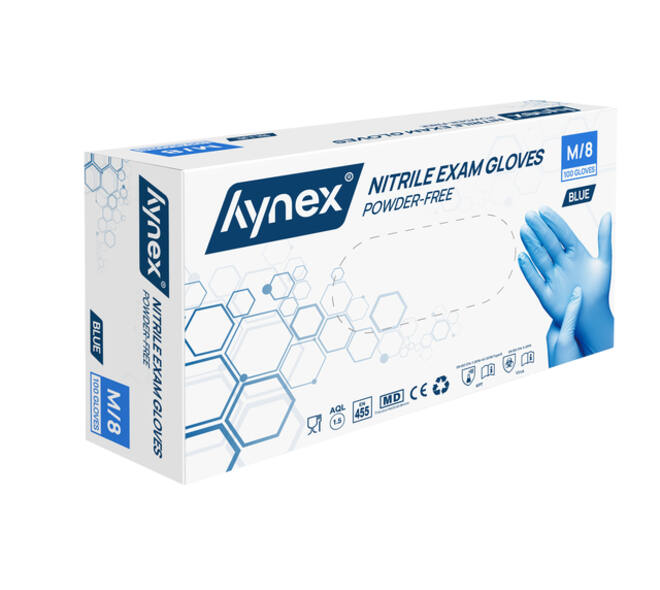 Handschoen Hynex nitril M blauw 3.5g pak à 100 stuks